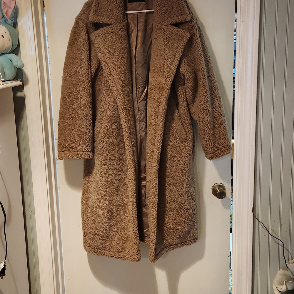 Fabletics Women's Teddy Coat in Camel Brown